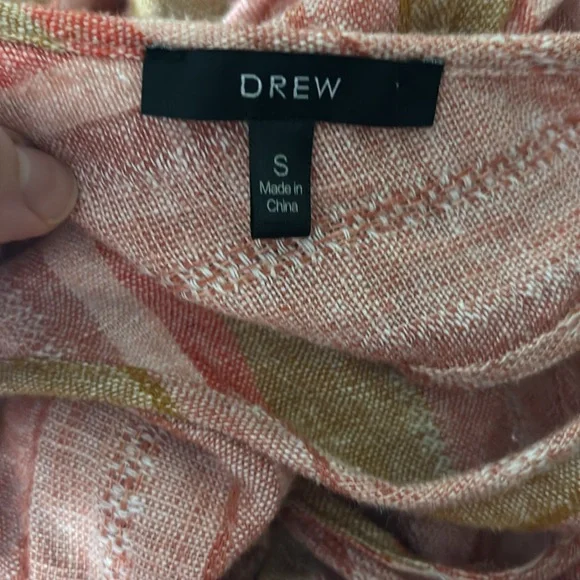 Drew Dobby Stripe Linen Blend Sleeveless V-Neck Dress - Picture 4 of 4